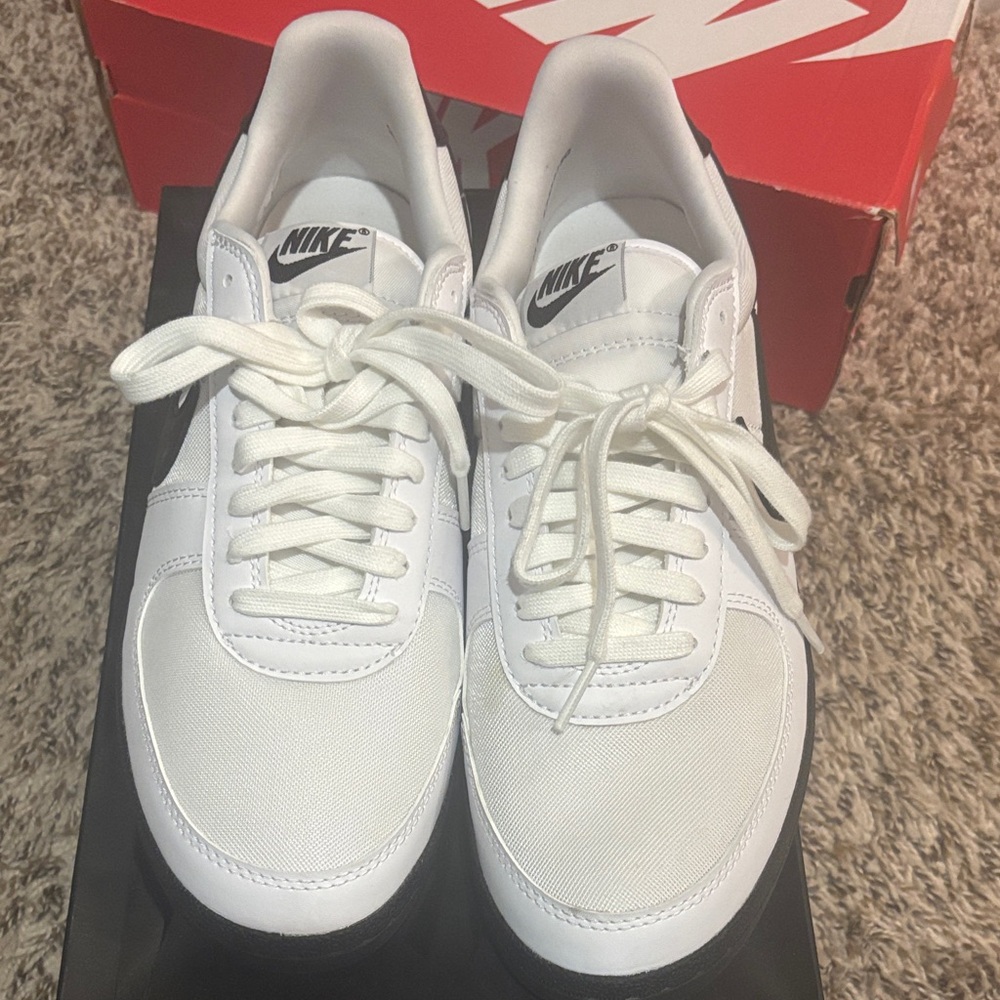Nike Women’s Field General White Low-Top Sneakers with Black Swoosh